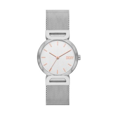 DKNY Women's Downtown D Three-Hand Stainless Steel Watch - Silver