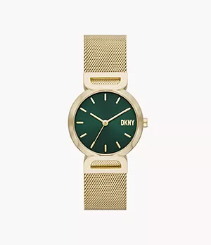 DKNY Downtown D Three-Hand Gold-Tone Stainless Steel Watch