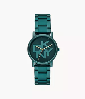 DKNY Soho Three-Hand Green-Tone Stainless Steel Watch