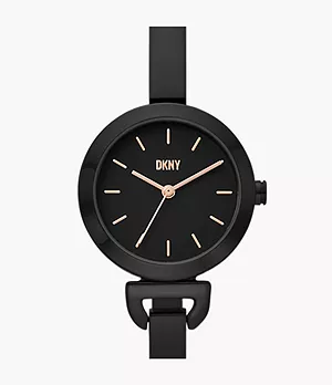 DKNY Uptown D Three-Hand Black-Tone Stainless Steel Watch
