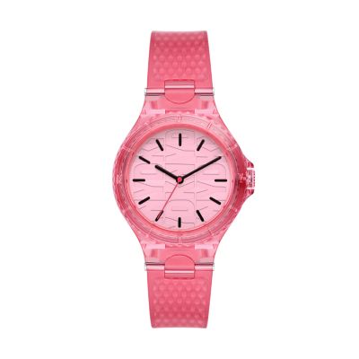 DKNY Chambers Three-Hand Pink Polyurethane Watch