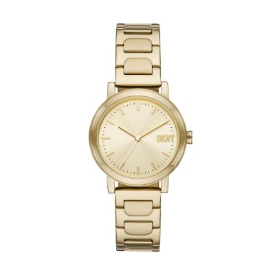 DKNY Women's Soho D Three-Hand Gold-Tone Stainless Steel Watch - Gold