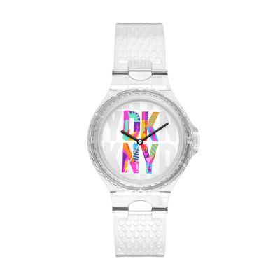 DKNY Chambers Three-Hand Clear Polyurethane Watch