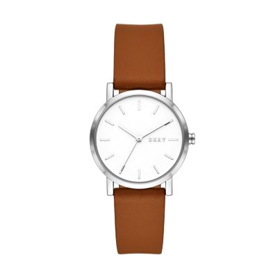 DKNY Soho Three Hand Brown Leather Watch