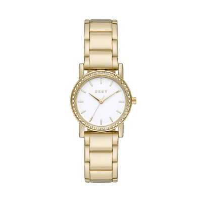 DKNY Soho Three Hand Gold Tone Stainless Steel Watch NY9204