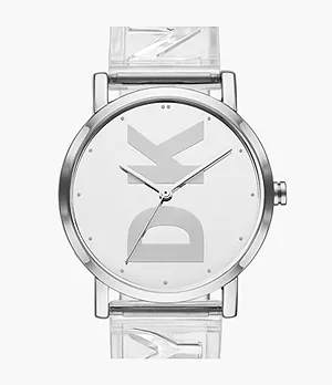 DKNY Soho Three-Hand Clear Polyurethane Watch