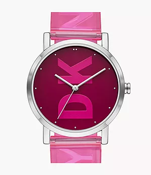 DKNY Soho Three-Hand Pink Polyurethane Watch