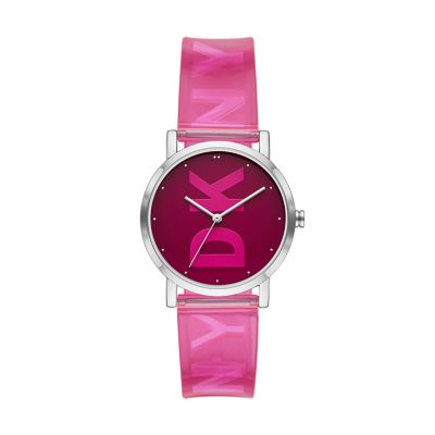 DKNY Women's Soho Three-Hand Pink Polyurethane Watch - Pink
