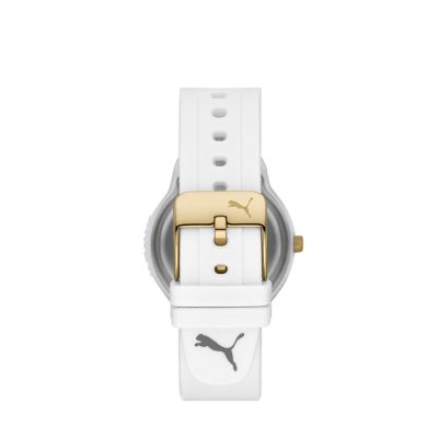 PUMA Women's Reset Three-Hand White Polyurethane Watch - P1013