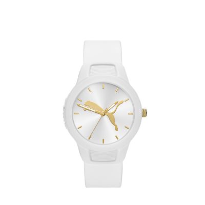 PUMA Women's Reset Three-Hand White Polyurethane Watch