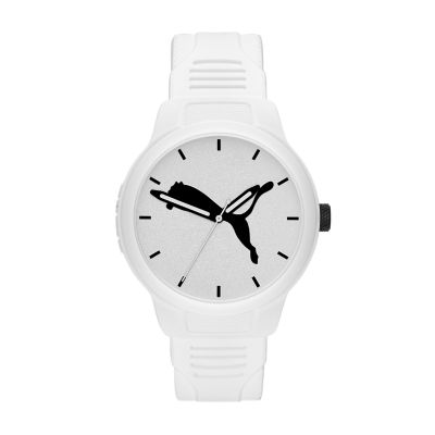 PUMA Men s Reset Three Hand White Polyurethane Watch P5012