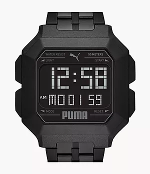 PUMA Remix LCD Black Stainless Steel Watch