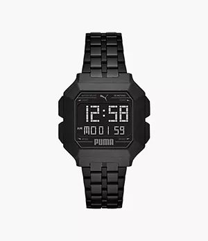 PUMA Uhr Remix LCD Edelstahl schwarz