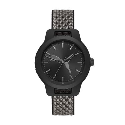 Reset V1 Three Hand Reversible Black and Grey Knit Watch P5058 Watch Station