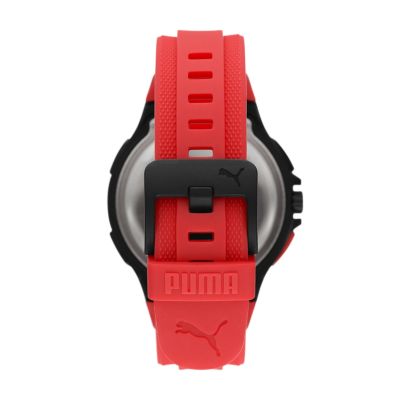 PUMA Bold Analogue Digital Red Polyurethane Watch and Bracelet Set