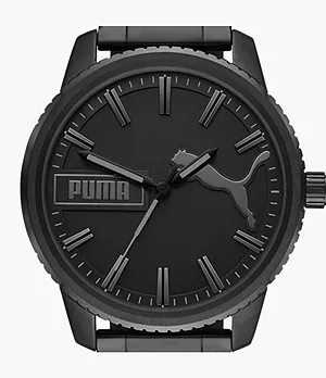 PUMA Ultrafresh Three-Hand Black-Tone Stainless Steel Watch