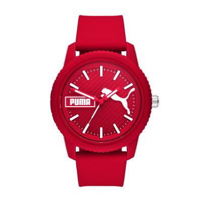 PUMA Ultrafresh Three-Hand Red Silicone Watch