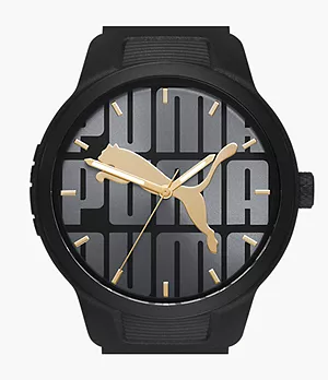 PUMA Reset V2 Three-Hand Black Polyurethane Watch