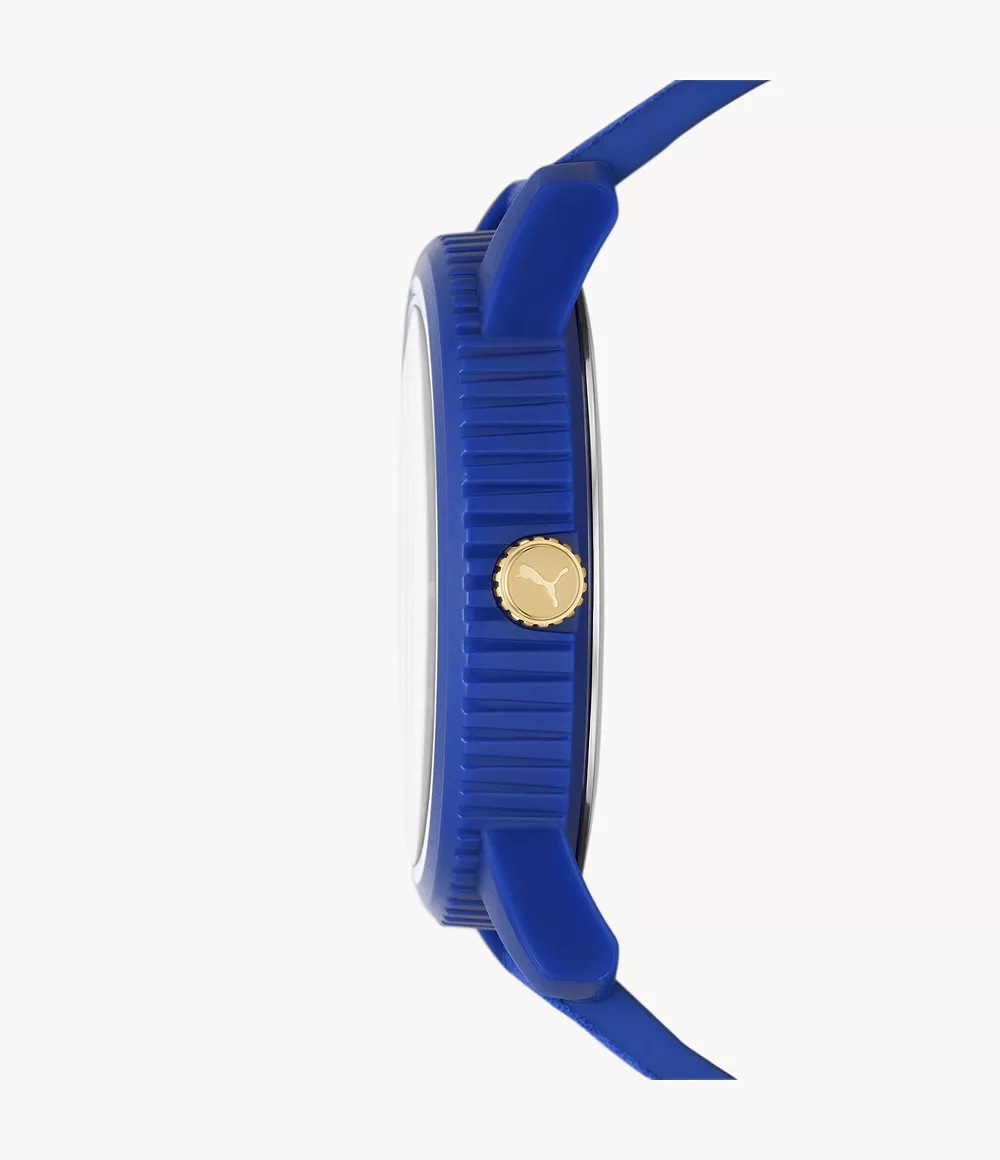 PUMA Ultrafresh Three-Hand Blue Suede Leather Watch - P5105 - Watch Station
