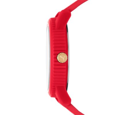 PUMA Ultrafresh Three-Hand Red Suede Leather Watch - P5107 - Watch