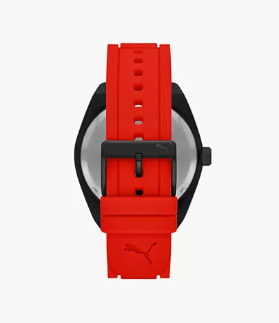 Puma Street V2 Three-Hand Date Red Silicone Watch - P5113 - Watch Station