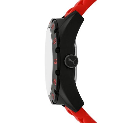 Puma Street V2 Three-Hand Date Red Silicone Watch - P5113 - Watch Station