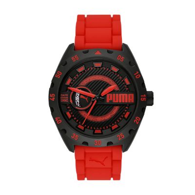 Puma Street V2 Three-Hand Red - P5113 Watch - Station Silicone Watch Date