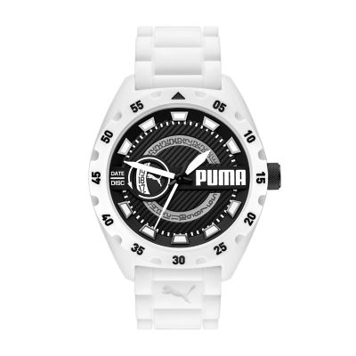 - P5114 Date Three-Hand Watch White Street V2 Silicone Puma - Watch Station