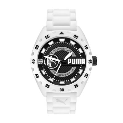 Puma Street V2 Three-Hand Date White Silicone Watch - P5114 - Watch Station