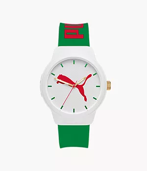 PUMA Reset V2 Three-Hand Green Polyurethane Watch