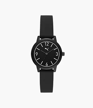PUMA Analogue Three-Hand Black Silicone Watch