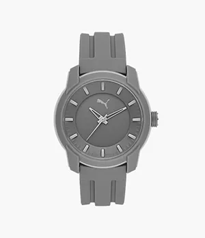 PUMA Analog Three-Hand Gray Silicone Watch