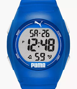 Montre numérique Puma 4 en polyuréthane bleu