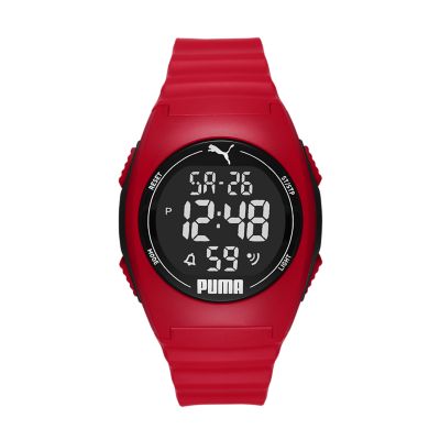 Montre en polyur thane rouge num rique PUMA P6014 Watch Station