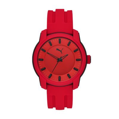 PUMA 2 Three Hand Red Silicone Watch