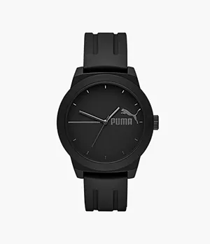 PUMA Puma 5 Three-Hand Black Silicone Watch
