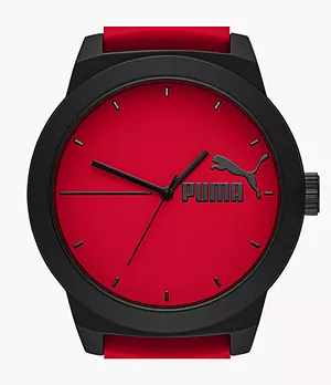 PUMA Puma 5 Three-Hand Red Silicone Watch