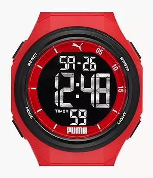 PUMA Puma 9 Digital Black and Red Polyurethane Watch