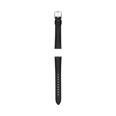 16mm Black Leather Watch Strap