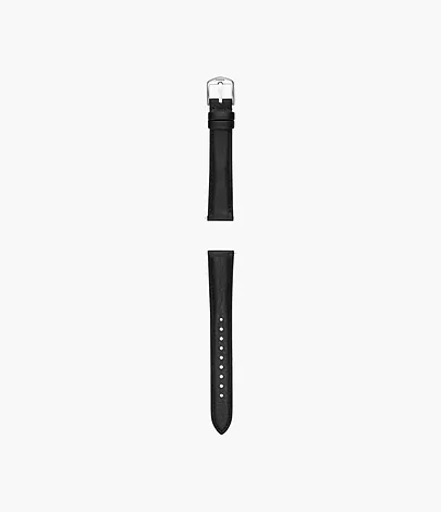 16mm Black Leather Watch Strap