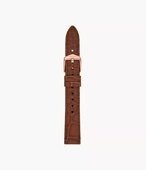 Bracelet interchangeable en cuir éco-responsable brun façon croco de 16 mm