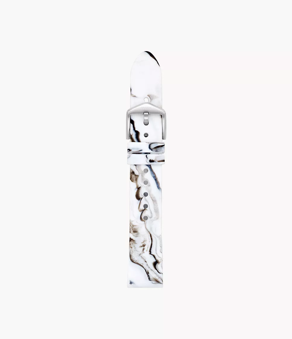 Fossil Damen Silikonband für Damenuhr - 18 mm - Weiß marmoriert