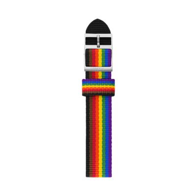 Fossil Men's Limited Edition Pride 18mm Rainbow Grosgrain Strap