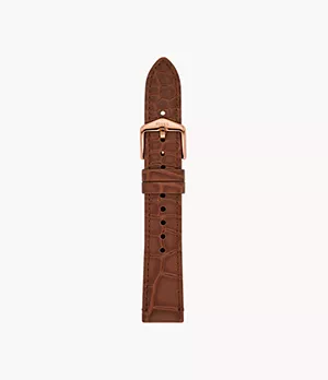 Bracelet interchangeable en cuir éco-responsable brun façon croco de 18 mm