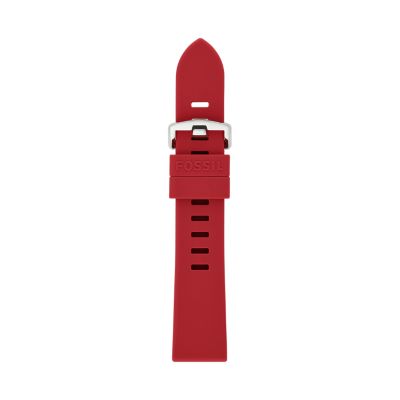 Fossil Unisex 20mm Red Silicone Strap