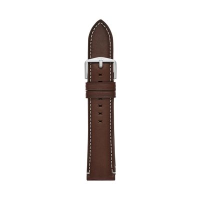 dark brown leather strap watch