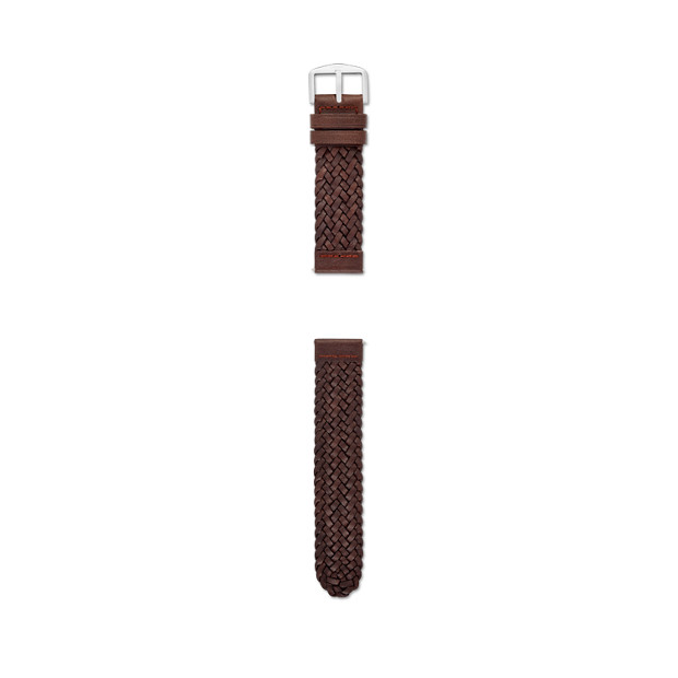 22mm Dark Brown Braided Leather Watch Strap - Fossil