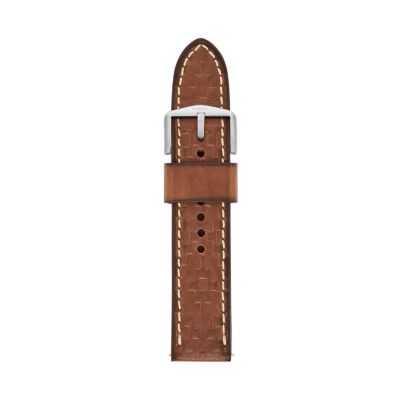 22mm Dark Brown Leather Watch Strap - Fossil