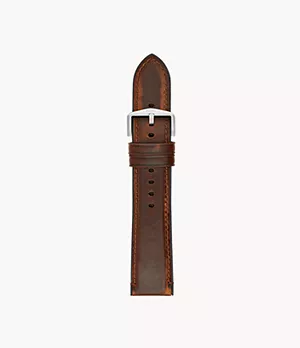 Bracelet de montre Estate en cuir et en caoutchouc bruns foncés de 22 mm