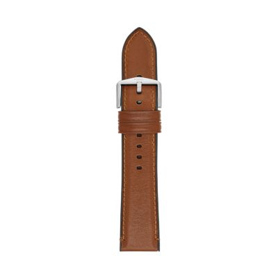 22mm Light Brown Leather and Rubber Watch Strap - S221300 - Fossil